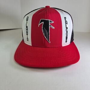 Vintage 1980s Atlanta Falcons Trucker Hat Snapback Mesh Cap USA Lucky Stripes